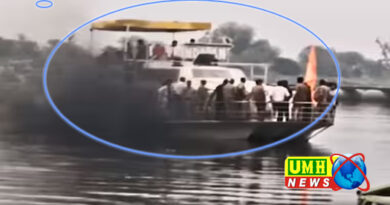 Mathura News: Cruise running in Yamuna got stuck in the middle of the river, suddenly smoke started coming out, people's breathing got stuck