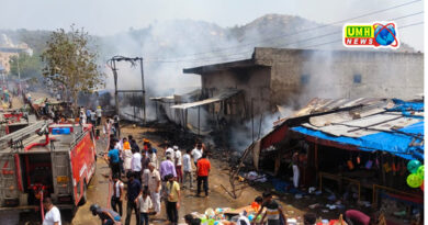 भिवाड़ी : बाबा मोहनराम मन्दिर मार्ग पर लगी आग