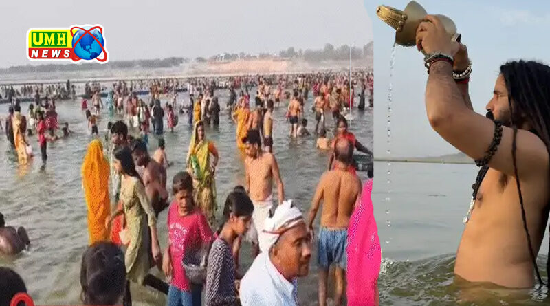 यूपी में गंगा दशहरा पर हजारों श्रद्धालुओं ने स्नान के बाद सूर्य को अर्घ दिया।