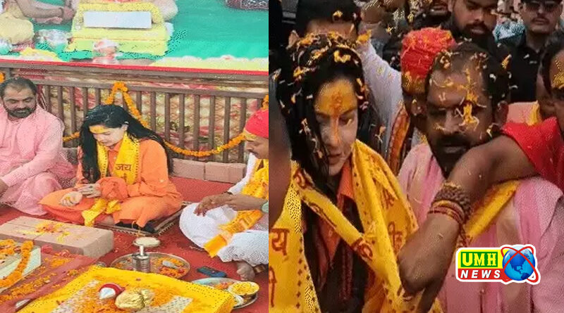 संभल : महामंडलेश्वर ममता कुलकर्णी संभल के कल्कि धाम पहुंचीं
