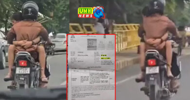 गोरखपुर में गर्लफ्रेंड को गोद में बैठाकर दौड़ाई बाइक