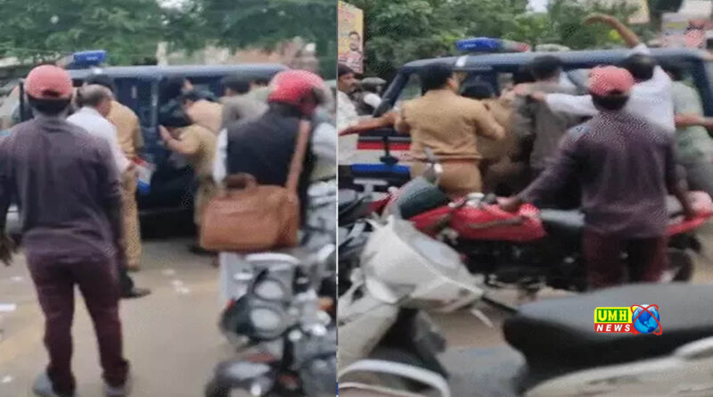 कानपुर : वकील ने दरोगा को मारा थप्पड़, जमकर धक्का-मुक्की