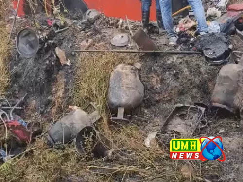 जयपुर- हाईटेंशन लाइन से बस में आग, सिलेंडर में ब्लास्ट