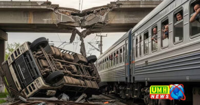 बाराबंकी : पुल तोड़कर रेलवे ट्रैक पर गिरा ट्रक, गरीब रथ एक्सप्रेस बाल-बाल बची