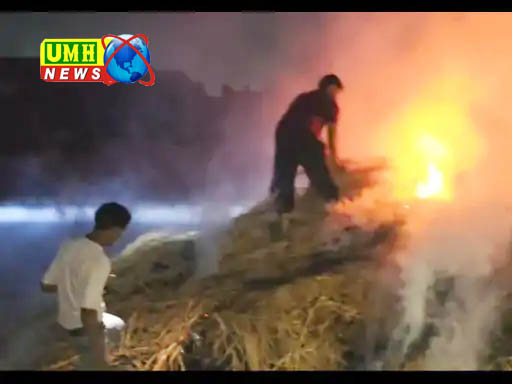 खुर्जा : अज्ञात कारणों से लगी आग एक दर्जन से अधिक बिटोरे जले