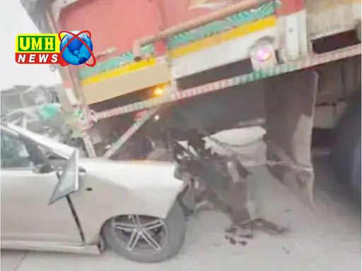 Car collides with parked truck in Bulandshahr