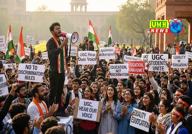यूजीसी हेडक्वार्टर के बाहर प्रदर्शन, UGC के नियमों पर आया सरकार का बयान