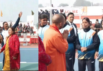 Yogi hit the ball twice and tossed it into the basket.