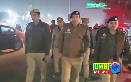 खुर्जा में नववर्ष पर पुलिस सड़कों पर उतरी