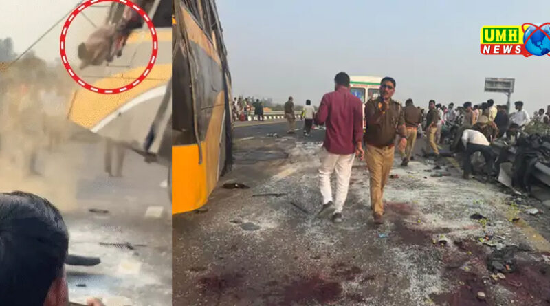 लखनऊ में डबल डेकर बस पलटी, खिड़की से गिरीं लाशें