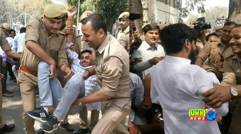 लखनऊ विश्वविद्यालय गेट पर पुलिस से भिड़े छात्र