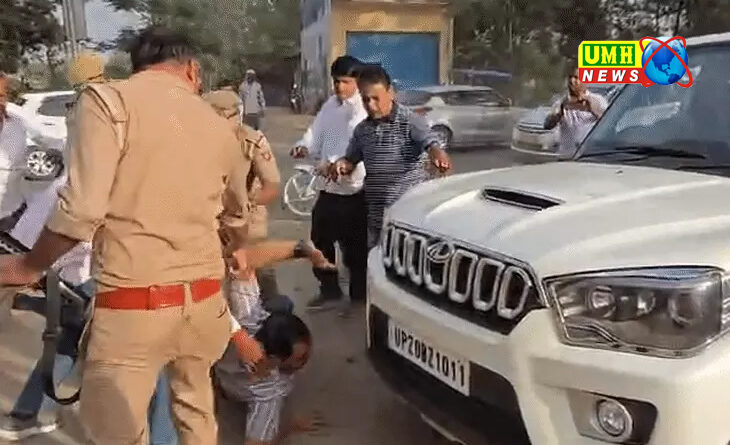 बिजनौर : पूर्व सांसद की गाड़ी के आगे लेटा व्यापारी, सिर बंपर में फंसा