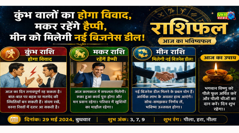  कुंभ वालों का होगा विवाद, मकर रहेंगे हैप्पी, मीन को मिलेगी नई बिजनेस डील! पढ़ें राशिफल