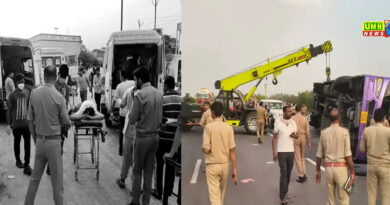 एक्सप्रेस-वे पर AC बस पलटी, खिड़कियों से गिरे लोग, 25 घायल
