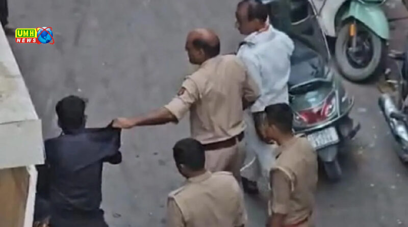 Caught by collar, slap after slap...the dominance of the inspector in Vrindavan.
